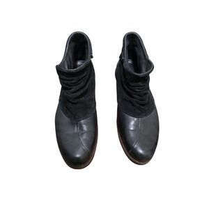 Patagonia Addie Ruffle Women's Black Leather & Suede Ankle Boots Size 10